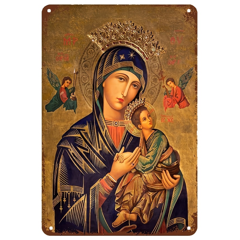 Vintage Collectible Plates - 2D Vintage Metal Sign, Virgin Mary