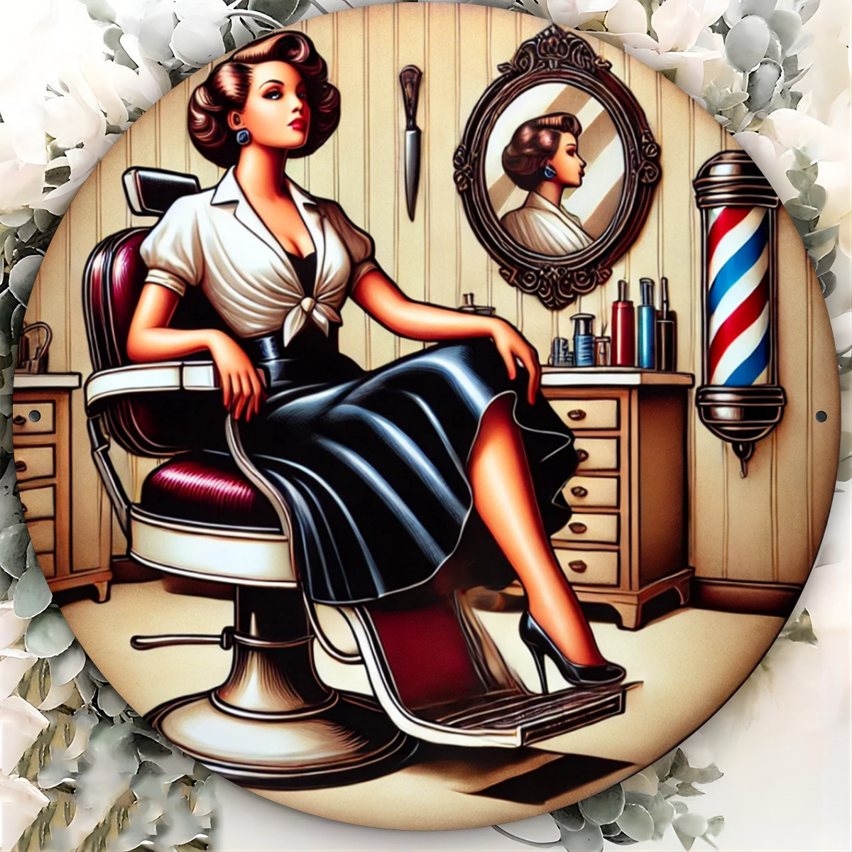 1pc Vintage Barber Shop Metal  - đánh giá và giá Vintage Collectible Plates