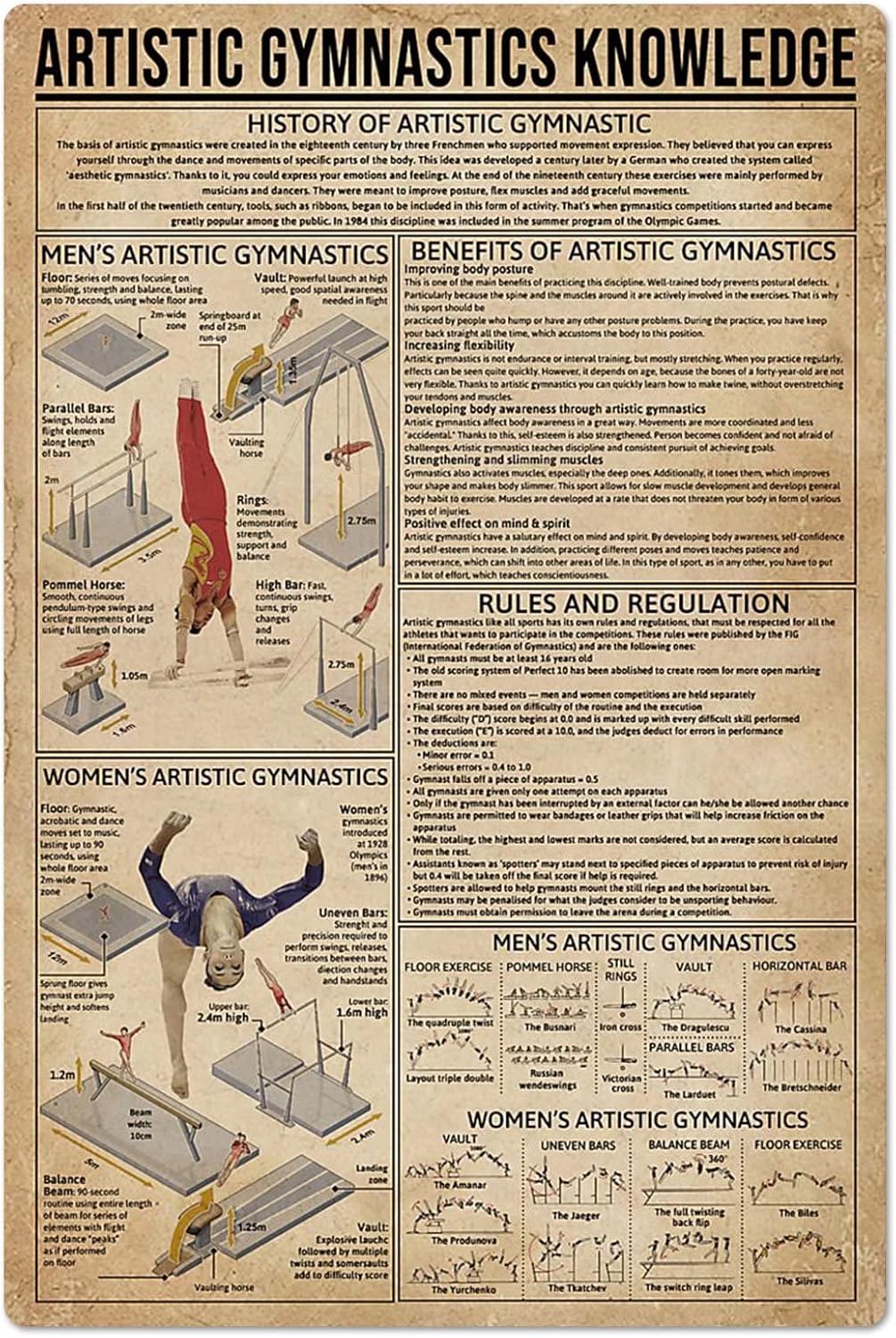Artistic Gymnastics Knowledge  - đánh giá và giá Vintage Collectible Posters